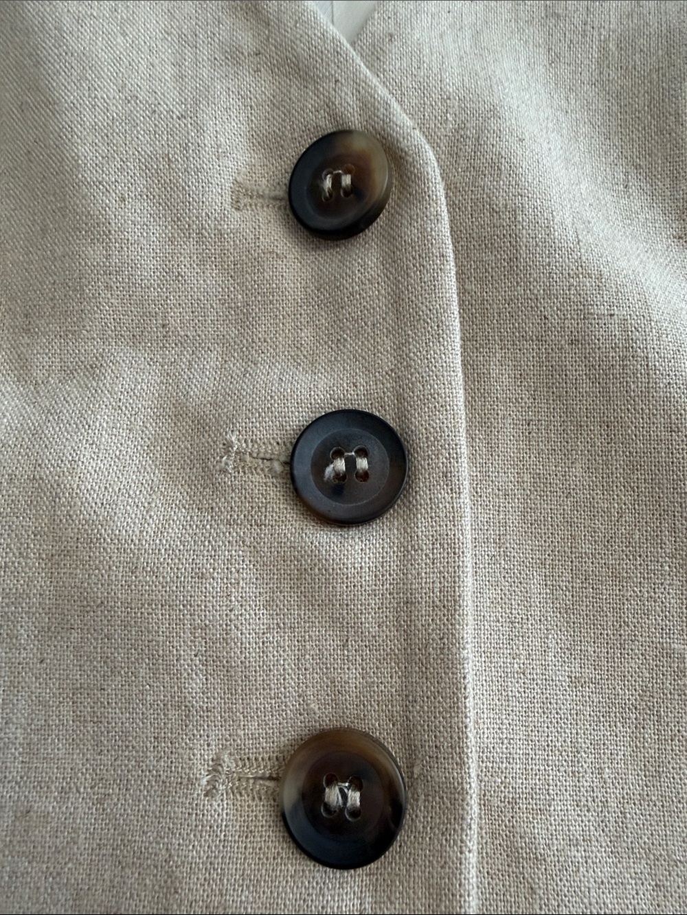ZARA Beige Linen-Blend Tailored Vest - Picture 4 of 6